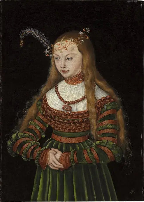 Portræt af prinsesse Sibylle af Kleve som hustru af Jean-Frédéric af Sachsen - Lucas Cranach den Ældre