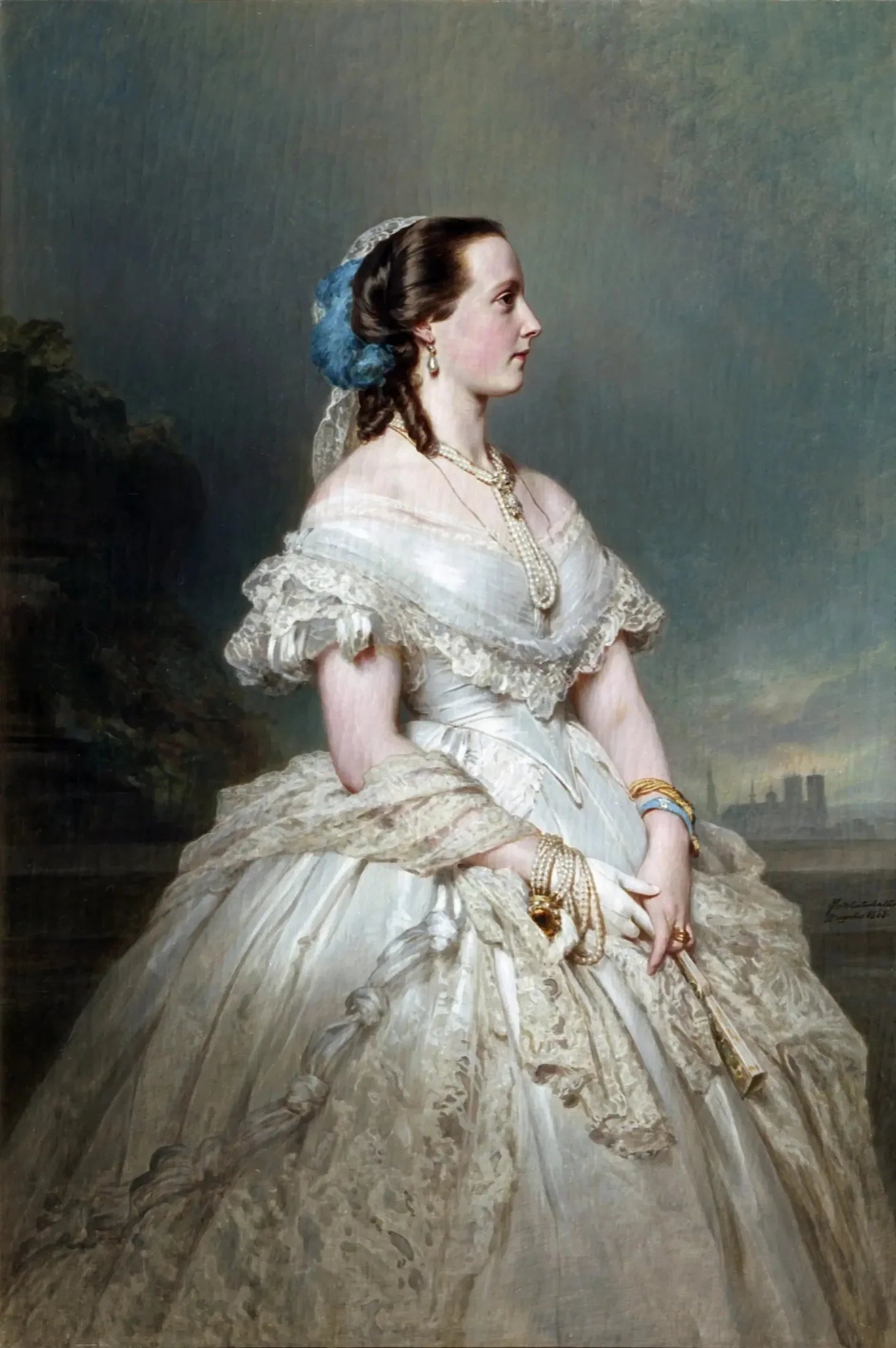 Portrait de la reine Marie Henriette - Franz Xaver Winterhalter image 1 reproduction artisanale de tableau