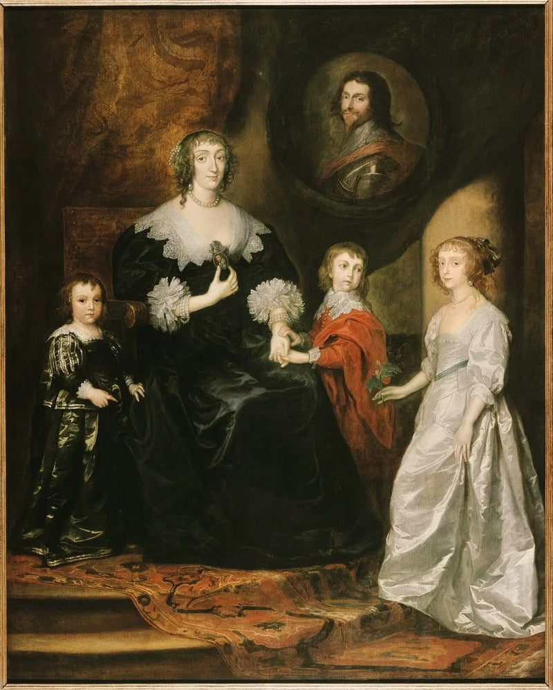 Portræt af enke af hertugen af Buckingham og hendes børn - Antoine van Dyck