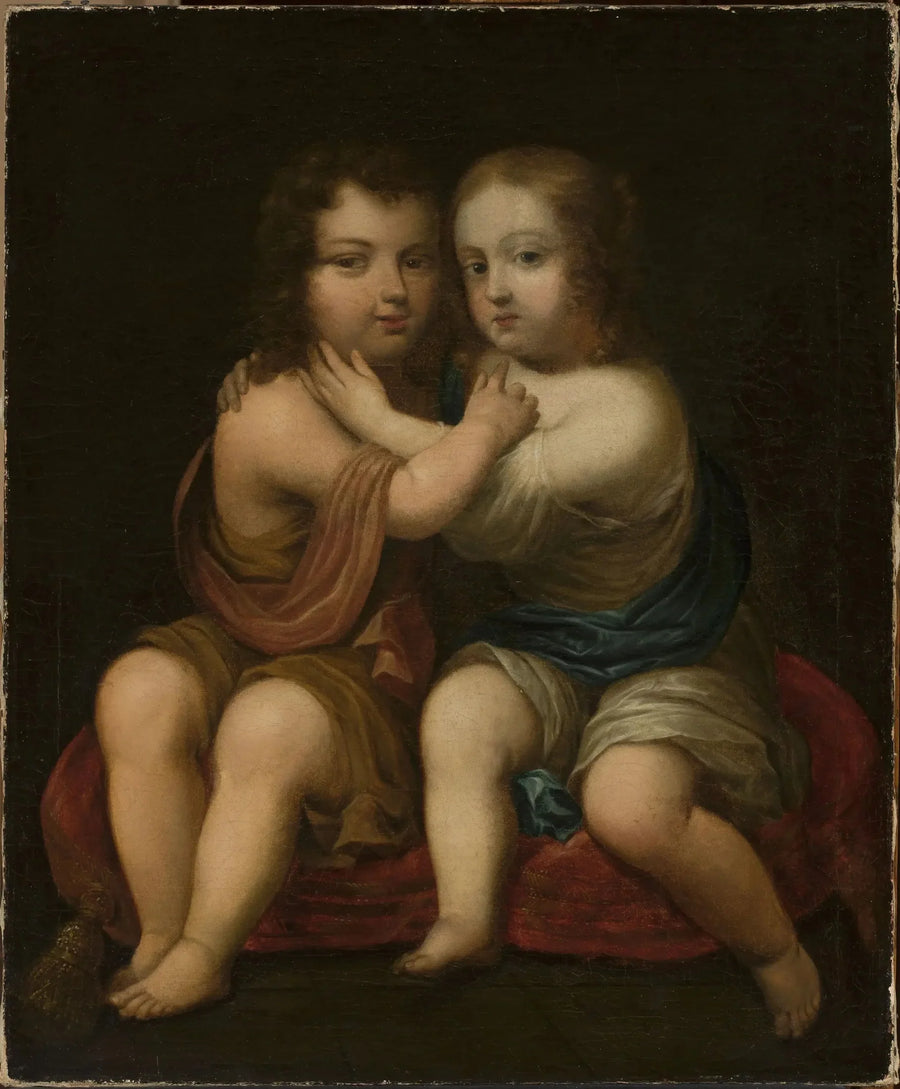Portræt af Louis XIV som barn med sin halvsøster Henriette af England. - Pierre Mignard