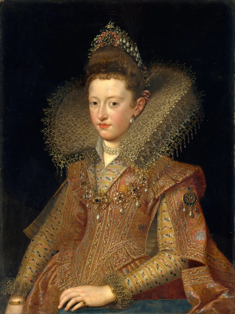 Portrait de Marguerite de Gonzague (1591-1632), prinsesse af Mantova - Frans Pourbus den Yngre