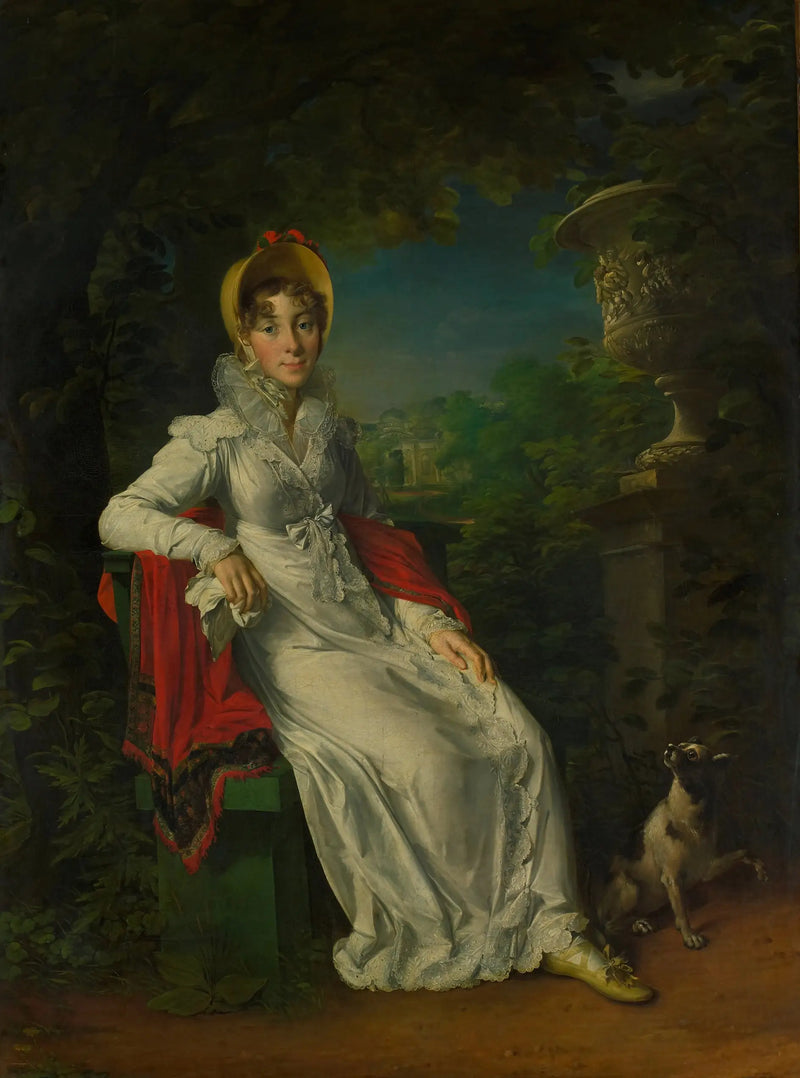Portrait af Marie Caroline Ferdinande Louise de Naples, épouse de Charles Ferdinand, duc de Berry, dans le parc de Bagatelle au bois de Boulogne, Paris - François Gérard