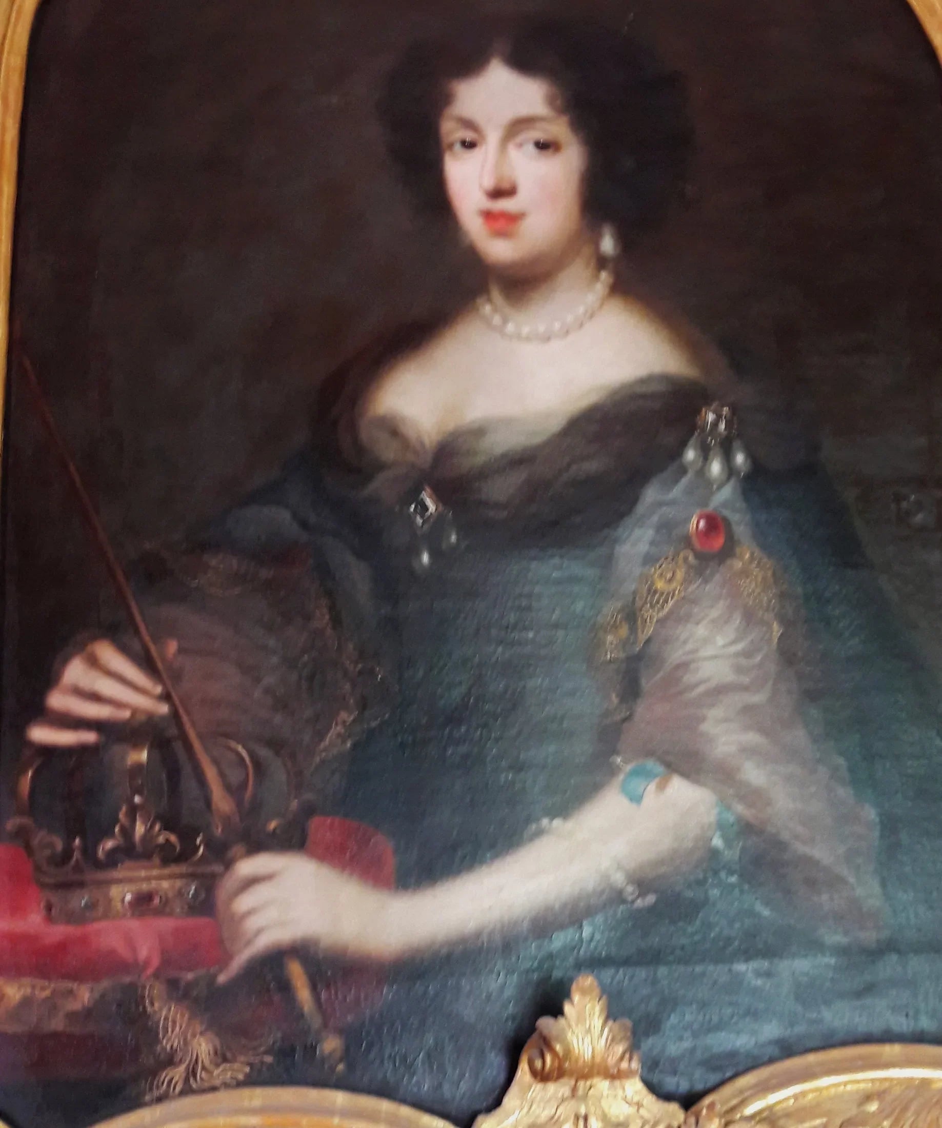 Portrait de Marie Casimire Sobieska avec une couronne et un sceptre. - Charles Le Brun image 1 copie de tableau peinte à la main