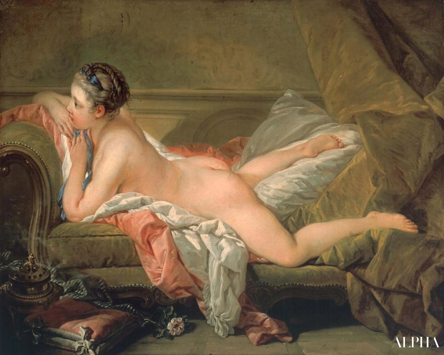 Portrait of Marie-Louis O’Murphy (Nude on a Sofa) - François Boucher - Reproductions de tableaux et peintures haut de gamme