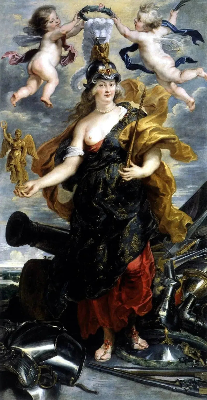 Marie de Médicis' portræt ved Bellone - Peter Paul Rubens