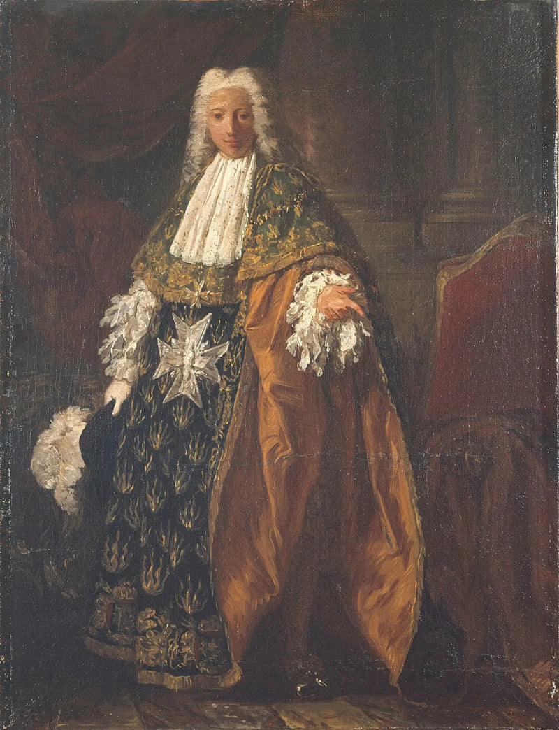 Portræt af Paul-Hippolyte de Beauvillier, hertug af Saint-Aignan (1684-1776), i ridderdragt af Helligåndsordenen - Pierre Subleyras