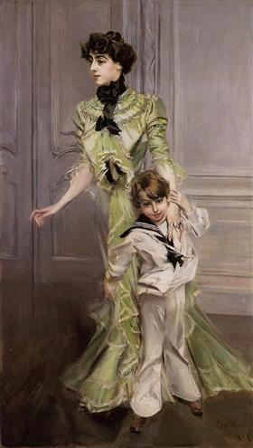 Portræt af Pauline Hugo med sin søn Jean - Giovanni Boldini