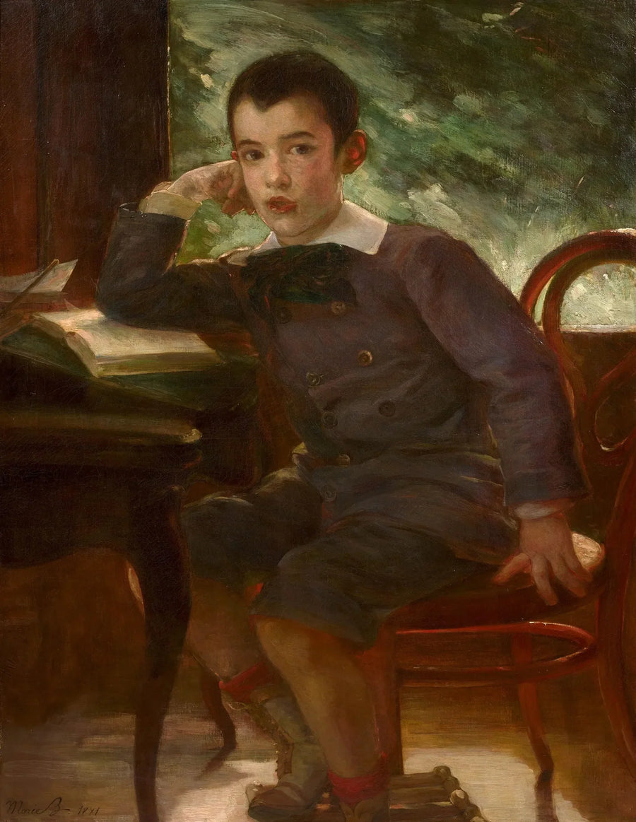 Portræt af Pierre Bracquemond som barn, søn af kunstneren - Marie Bracquemond