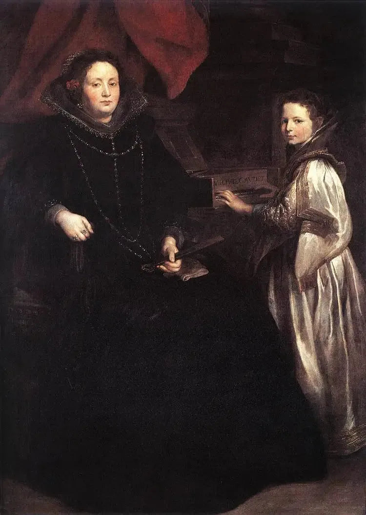 Portræt af Porzia Impériale og hendes datter Maria Francesca - Antoine van Dyck