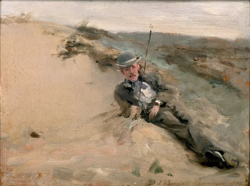 Portræt af Ralph Curtis på stranden i Scheveningen - John Singer Sargent