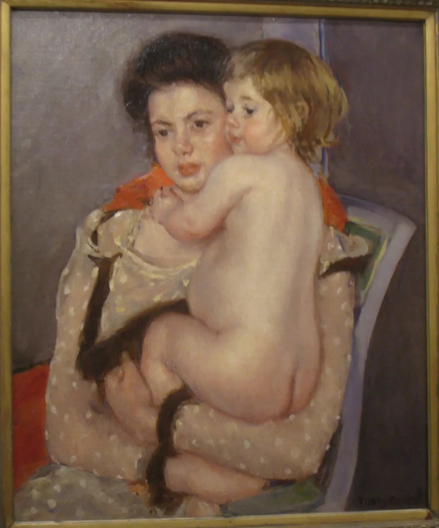 Portræt af dronning LeFebvre med en nøgen baby - Mary Cassatt