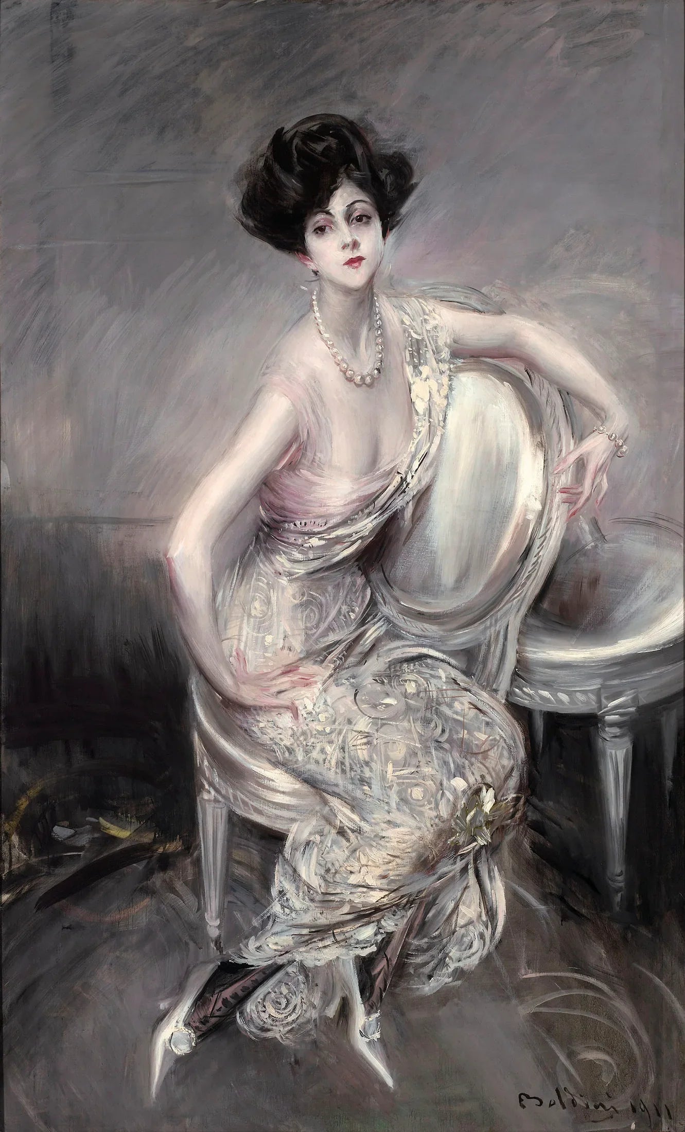 Portrait de Rita de Acosta Lydig assise - Giovanni Boldini image 1 reproduction artisanale de tableau