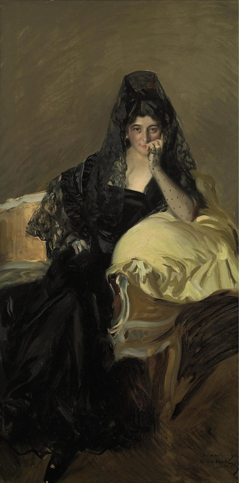 Portræt af Señora de Urcola iført en sort mantilla - Joaquín Sorolla
