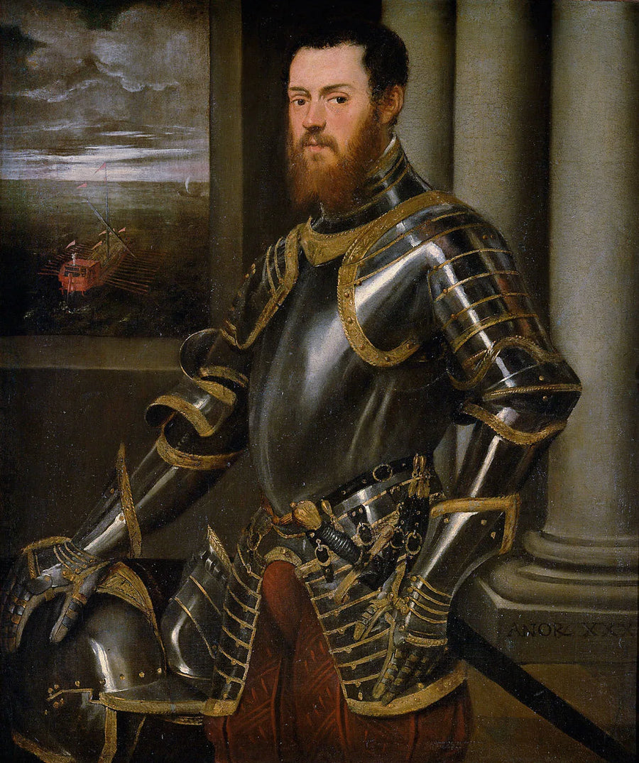 Portræt af Sigismond August med en kongelig galjot - Jacopo Tintoretto