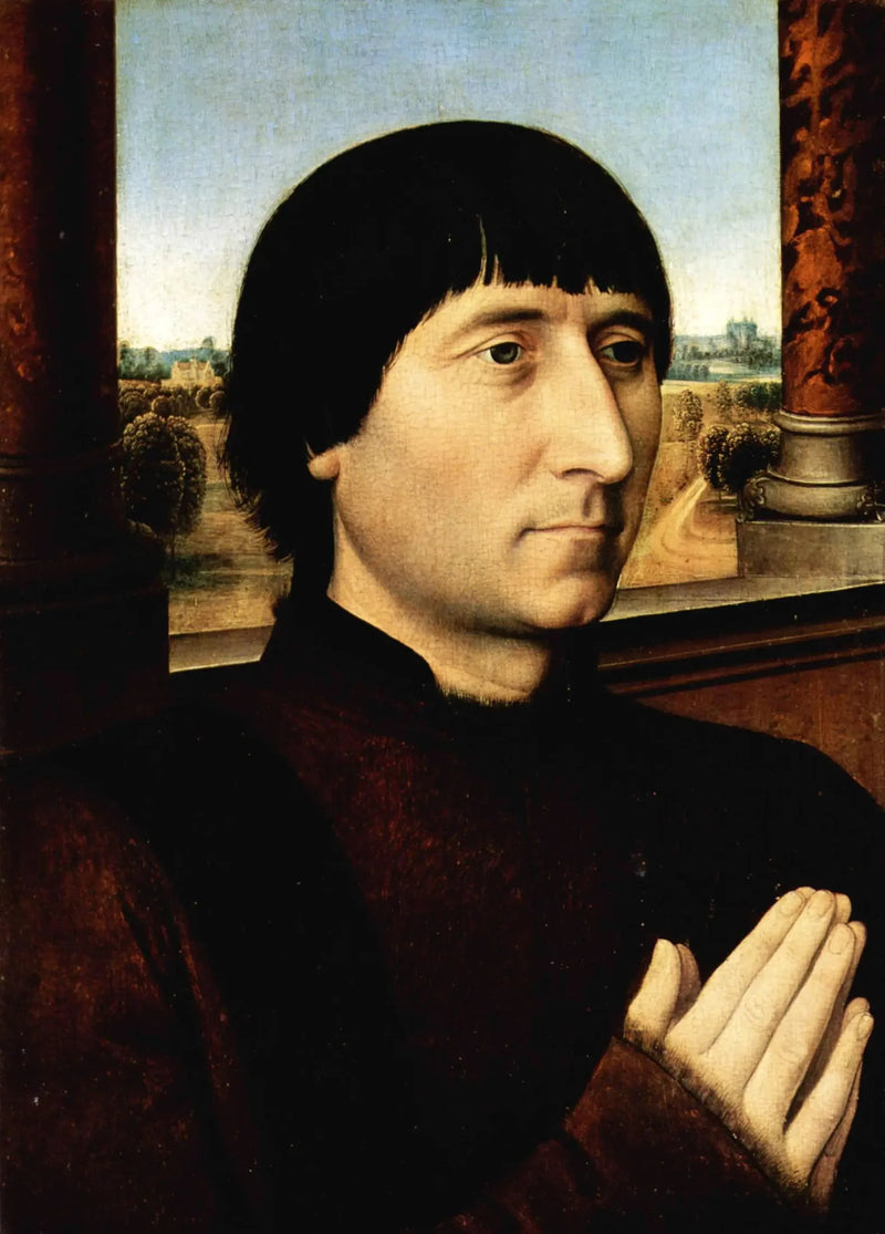 Portræt af Willem Moreel, ægtefælle til Barbara van Vlaendenbergh - Hans Memling