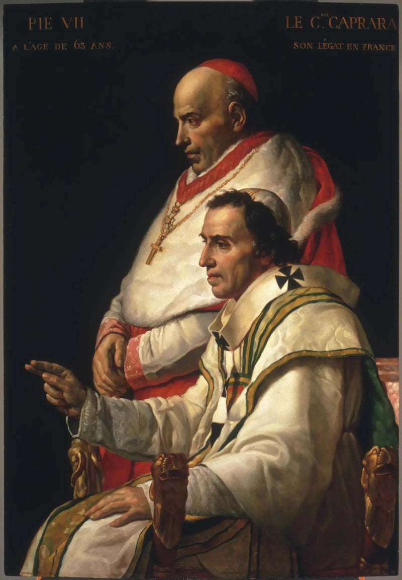 Portræt af pave Pius VII og kardinal Caprara - Jacques-Louis David