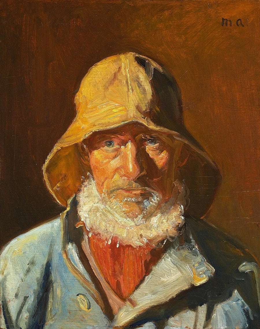 Portræt af fiskeren Niels Møller i solen. - Michael Peter Ancher