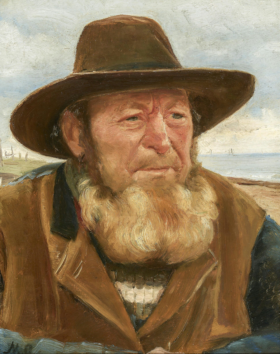 Portræt af fiskeren Ole Svendsen på kysten - Michael Peter Ancher