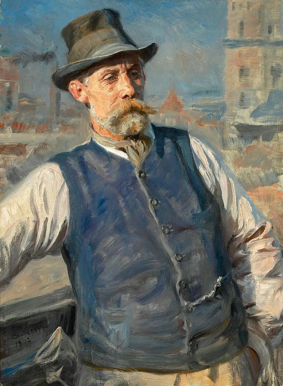 Portræt af murermester Heinrich Krone's virksomhedspræsident. - Peder Severin Krøyer