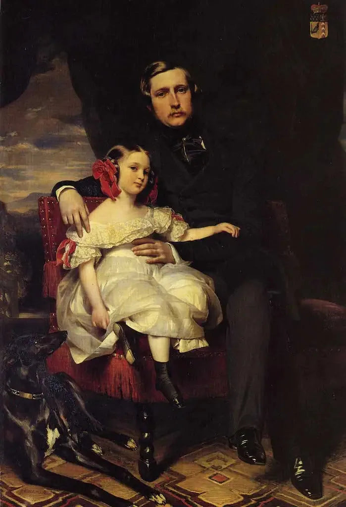 Portræt af prinsen af Wagram og hans datter Malcy Louise Caroline Frédérique - Franz Xaver Winterhalter