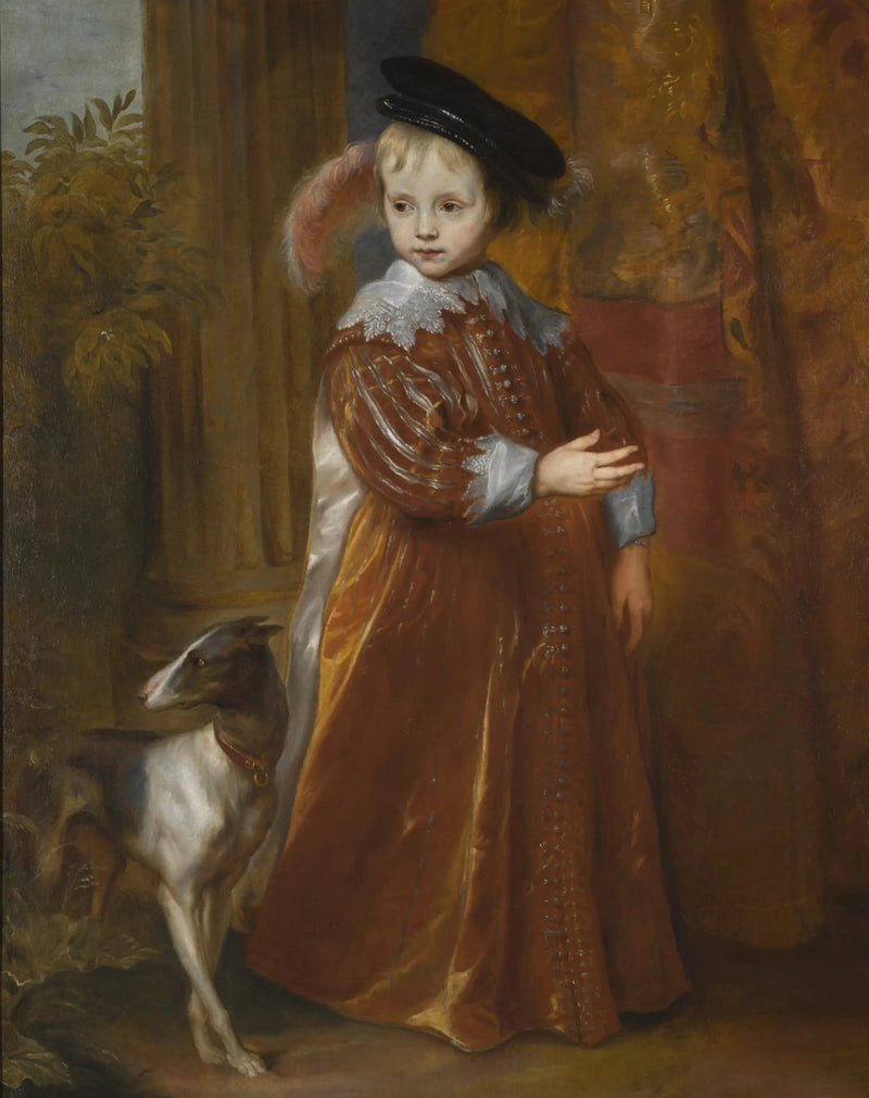 Portrait af prins Guillaume II af Orange som ung dreng, med en hund - Antoine van Dyck