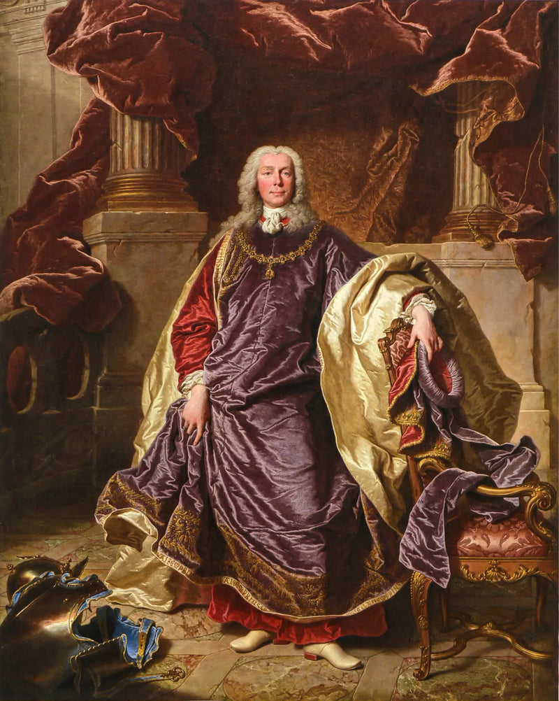 Portræt af prins Joseph Wenzel I af Liechtenstein i stor orden af Guldens Belte - Hyacinthe Rigaud