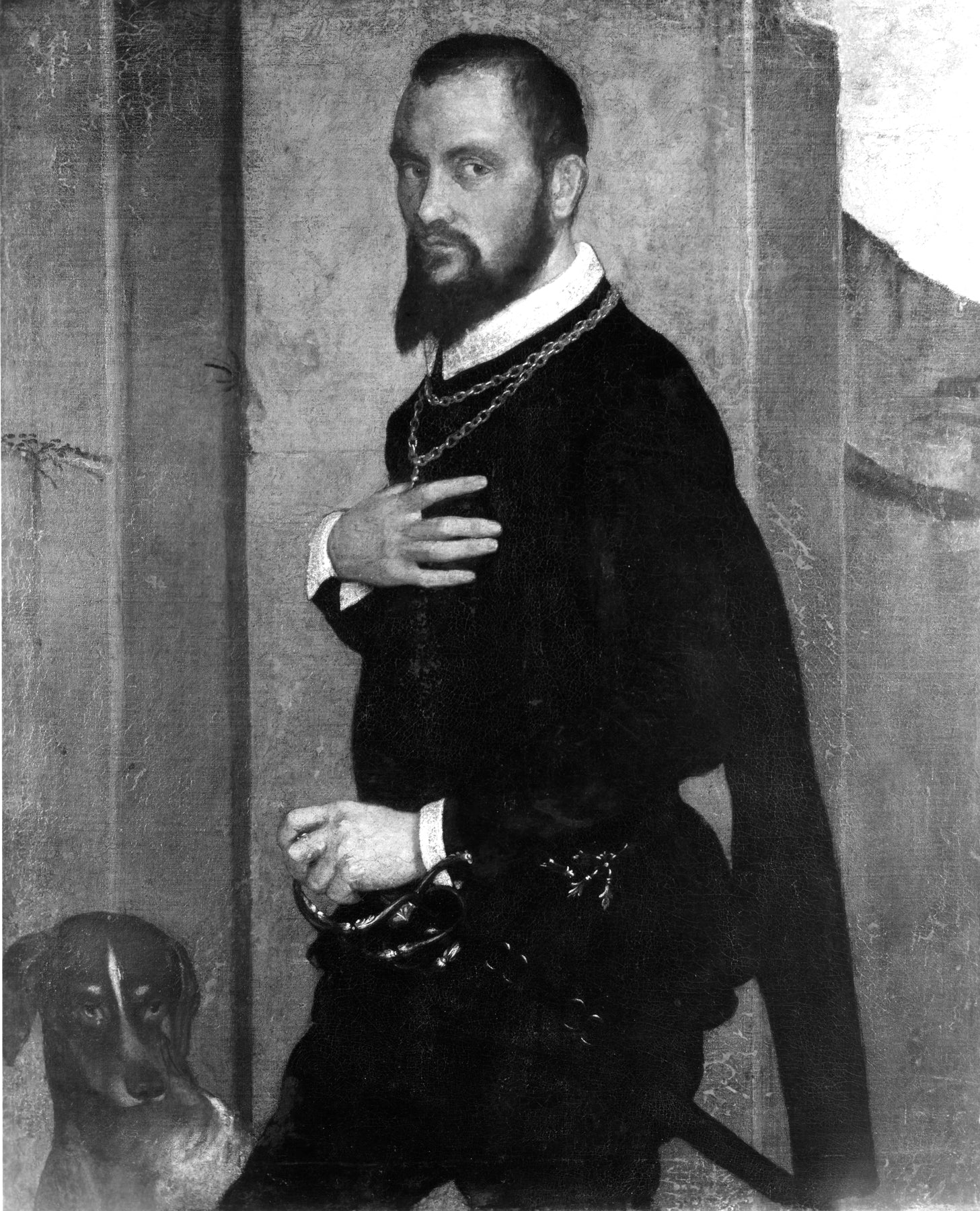 Portrait d’un gentleman avec un chien - Giovanni Battista Moroni - Alpha Reproduction