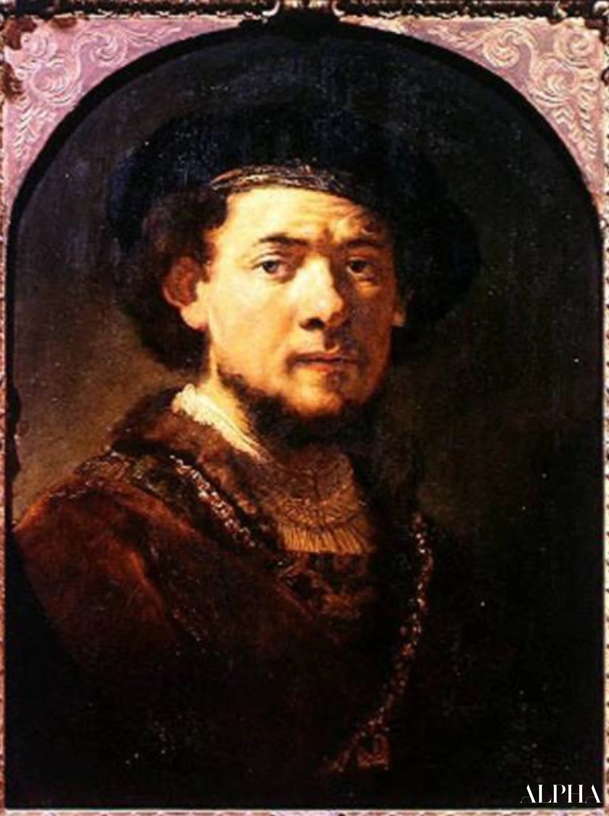 Portræt af en mand med en guld kæde eller, Selvportræt med skæg - Rembrandt van Rijn - Reproduktioner af malerier og højkvalitets malerier