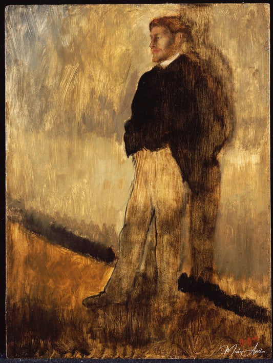 Portrait d'un homme debout, les mains dans les poches (Étude pour l''Intérieur) - Edgar Degas - Reproductions de tableaux et peintures haut de gamme