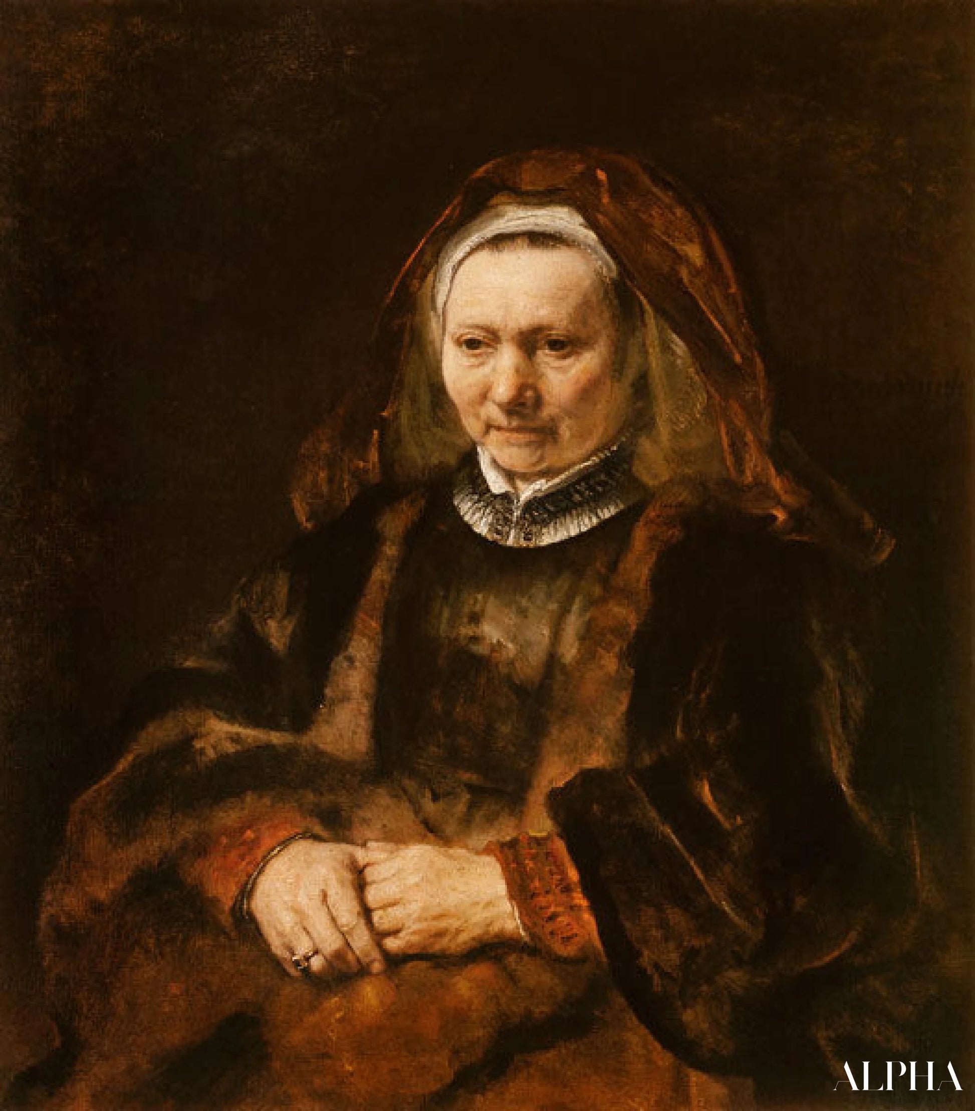 Portrait d'une femme âgée - Rembrandt van Rijn - Reproductions de tableaux et peintures haut de gamme