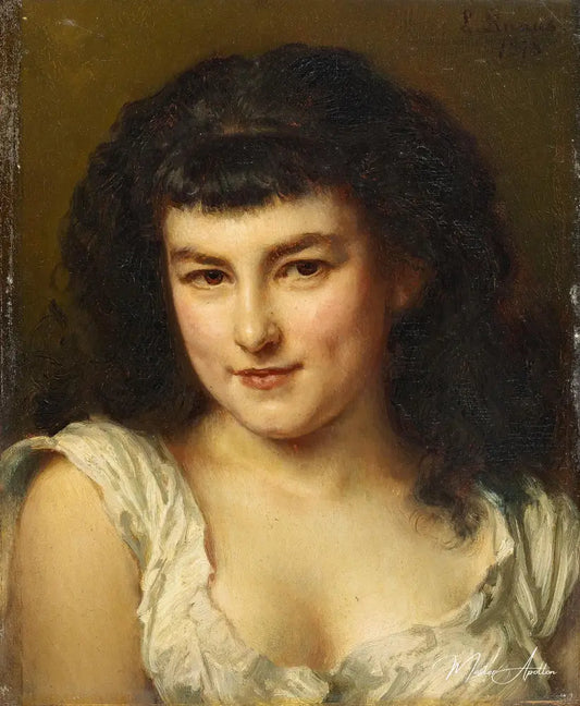 Portrait d'une jeune fille - Ludwig Knaus - Reproductions de tableaux et peintures haut de gamme