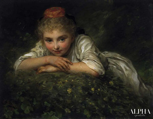 Portrait d'une petite fille - Ludwig Knaus - Reproductions de tableaux et peintures haut de gamme