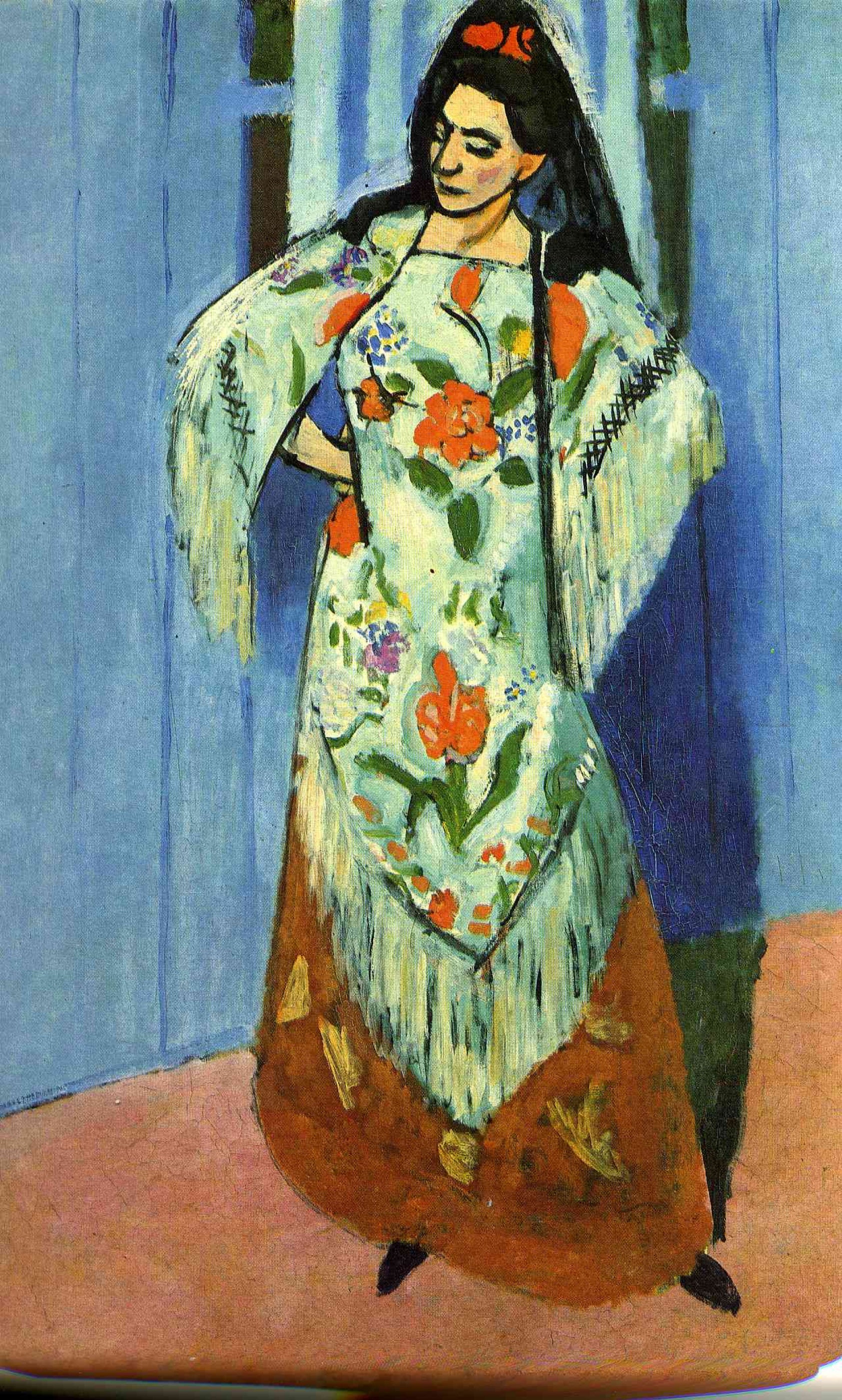 Reproduction du tableau « Portrait en pied de Mme Matisse à la mantille - Henri Matisse » par Alpha Reproduction en peinture à l’huile