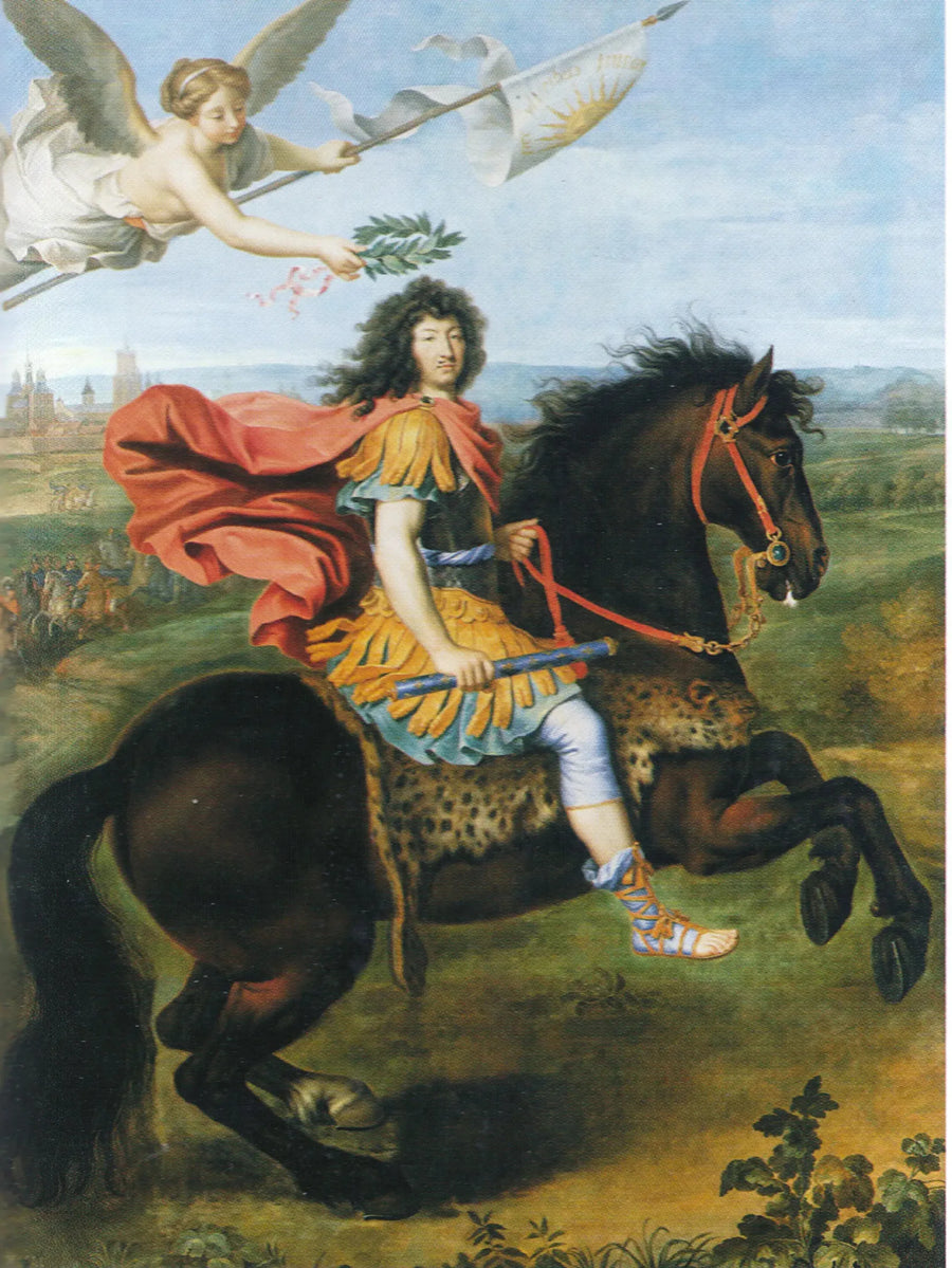 Hesteportæt af Ludvig XIV kronet af Sejr - Pierre Mignard