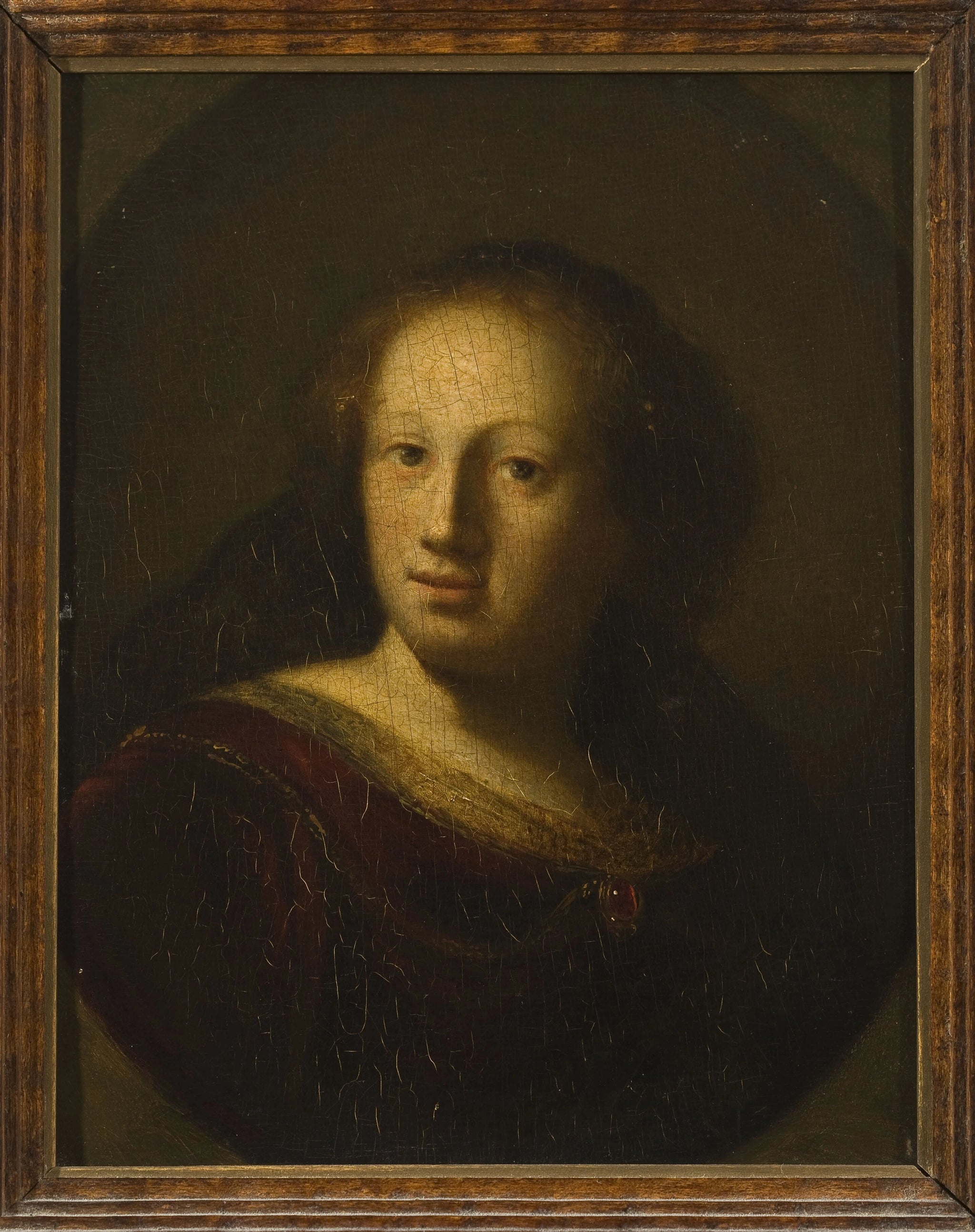 Portrait d’une femme au pendentif de rubis — imitateur de Rembrandt, XVIIIe–XIXe siècle, Musée national de Varsovie