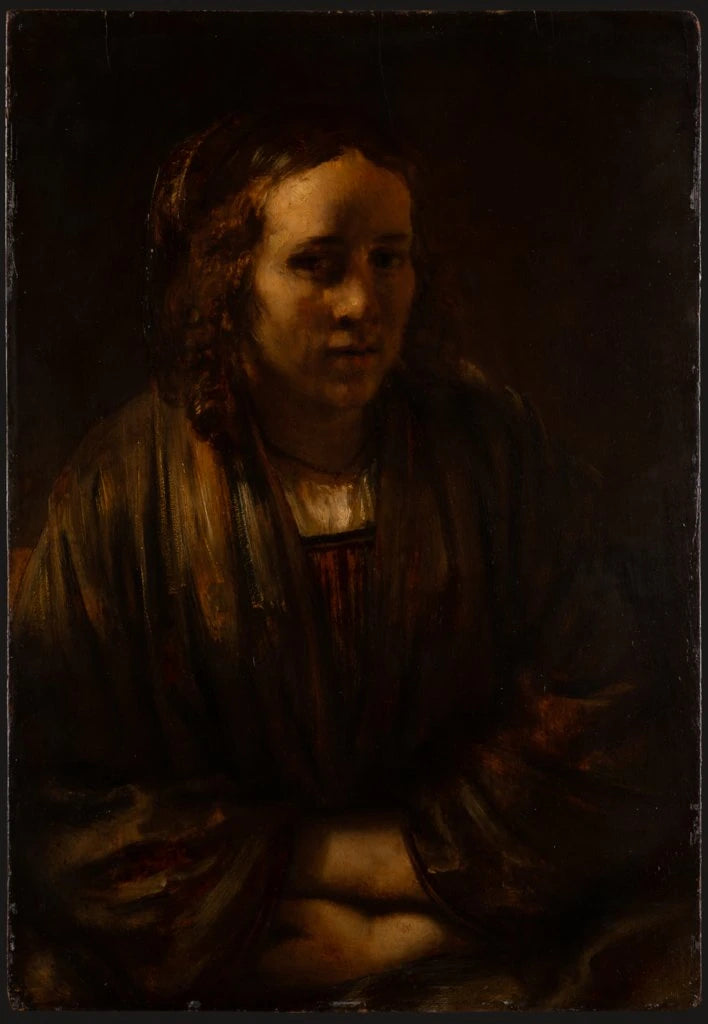 Portræt af Hendrickje Stoffels i silkeindpakning - Rembrandt