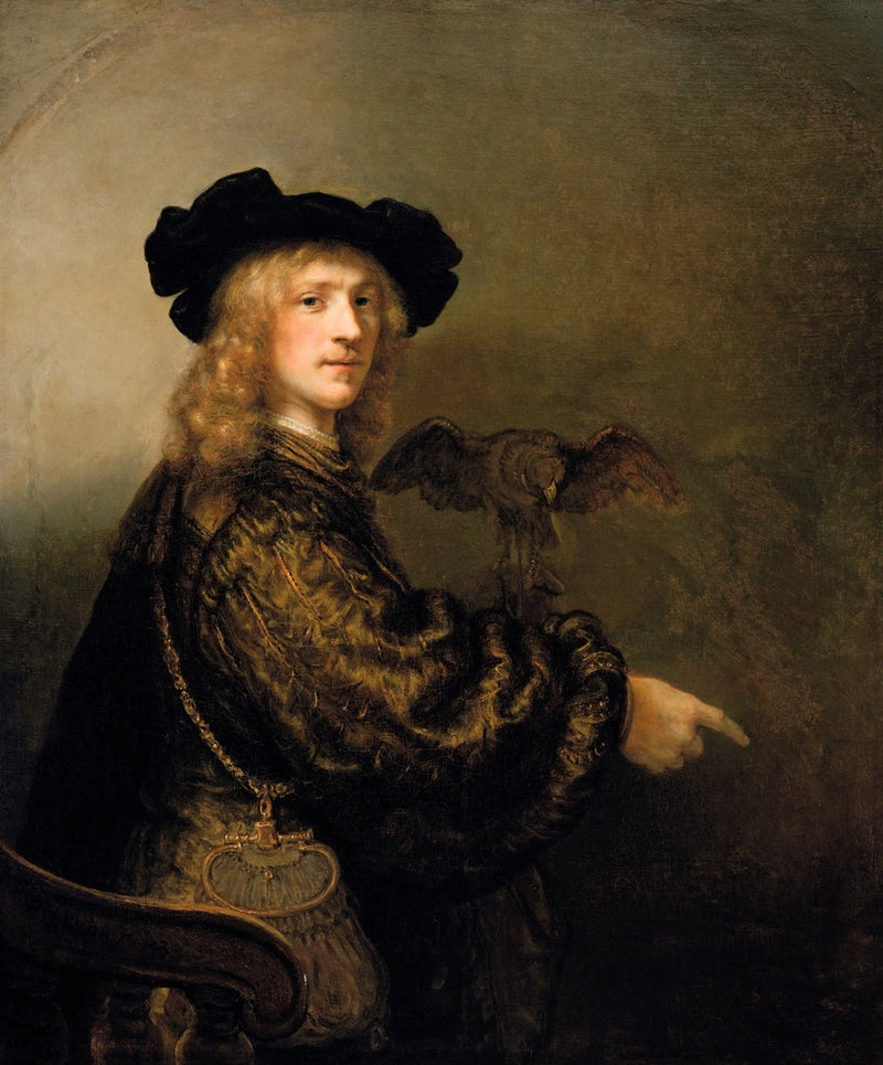 Portræt af en mand med en falke - Rembrandt