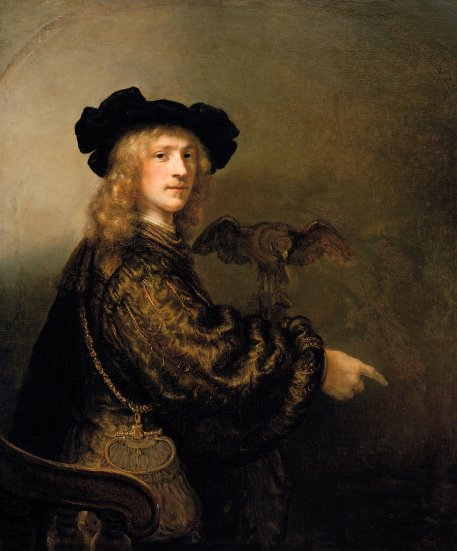 Portræt af en mand med en falke - Rembrandt
