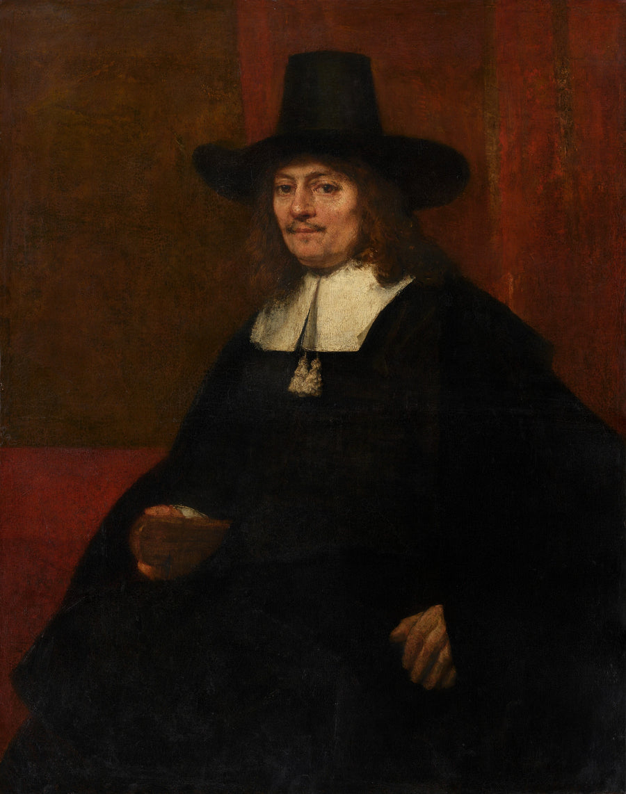 Portræt af en mand med høj hat - Rembrandt