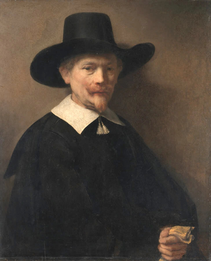 Portræt af en mand med handsker i hånden - Rembrandt