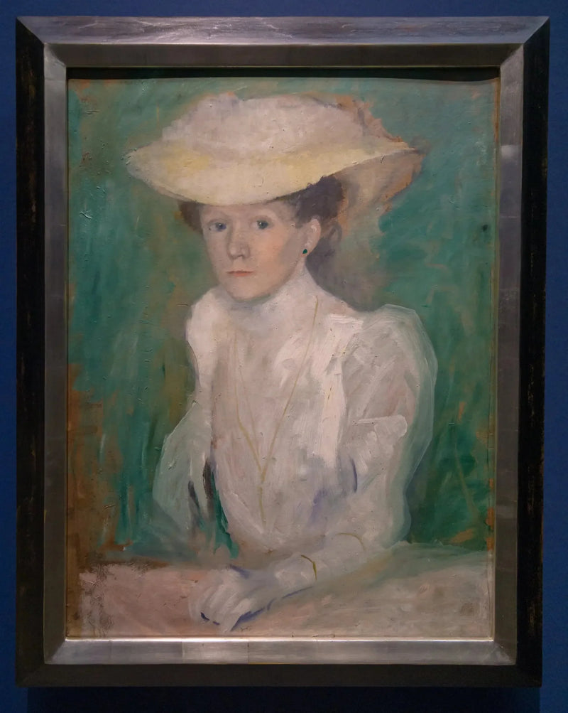 Portræt af Ottilie Macke i hvid bluse - August Macke