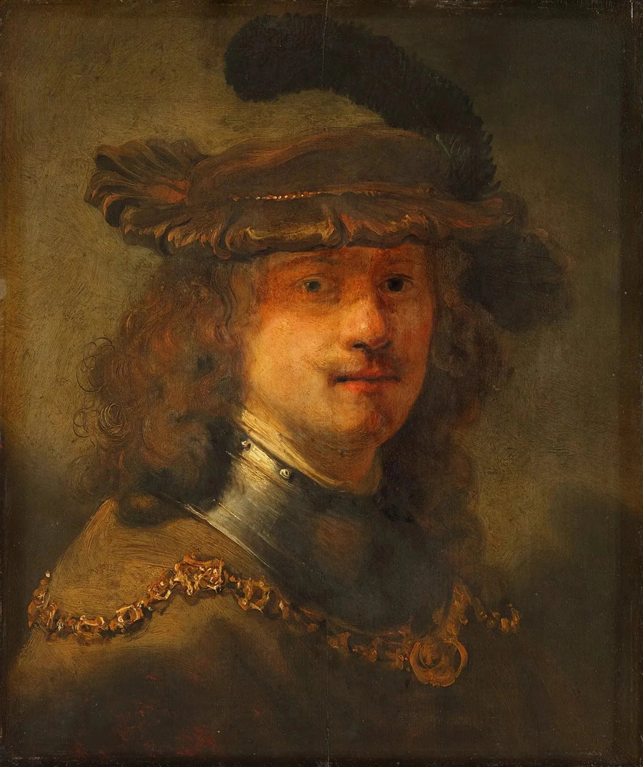 Selportræt med fløjlshat og guld kæde - Rembrandt