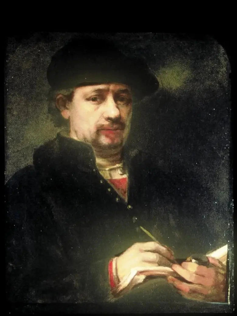 (Auto)Portræt af Rembrandt med en skitsebog - Rembrandt