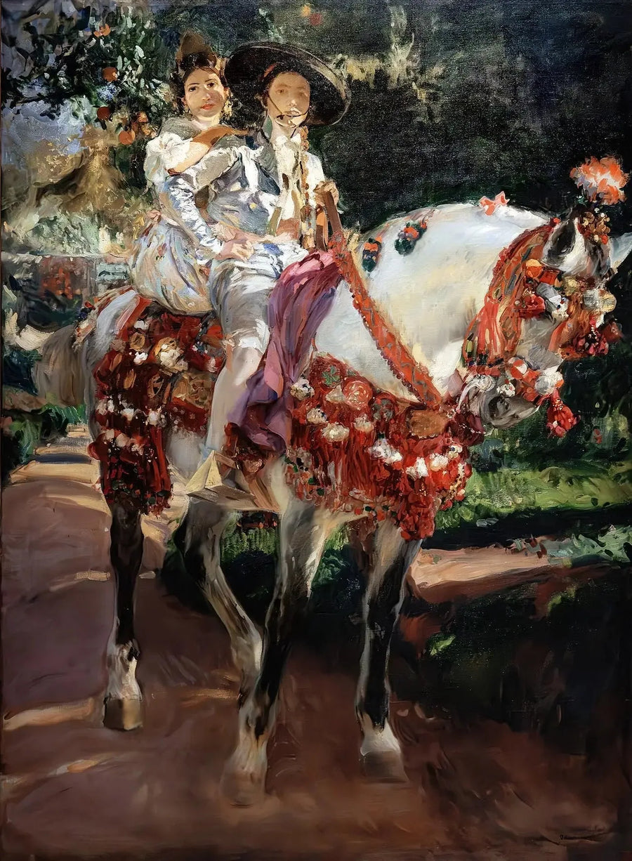 Portrætter af Elena og Maria i gamle valencianske kostumer. - Joaquín Sorolla
