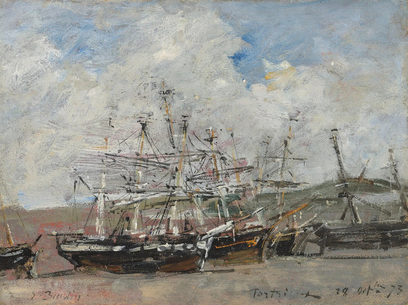 Portrieux. Havnen ved lavvande - Eugène Boudin
