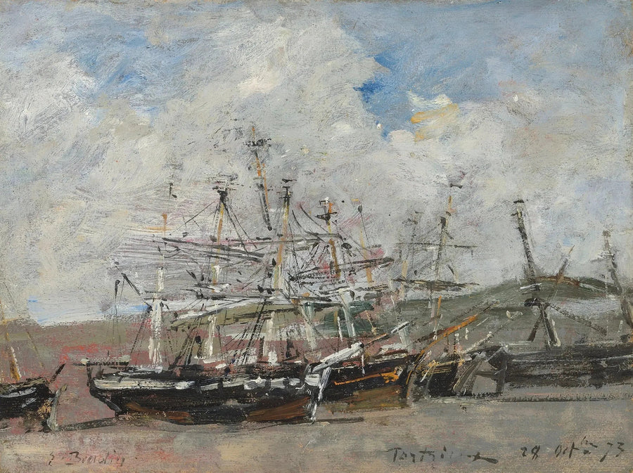 Portrieux. Havnen ved lavvande - Eugène Boudin
