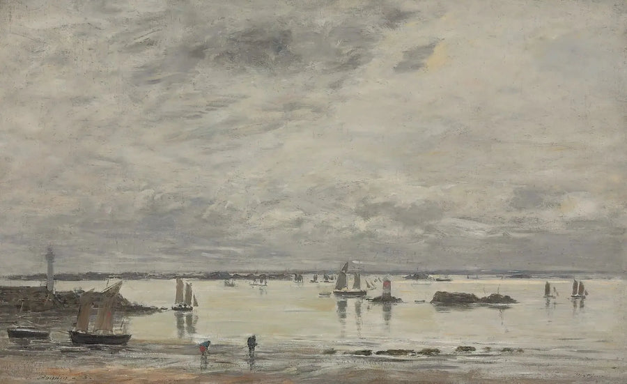 Portrieux, havnen ved lavvande - Eugène Boudin