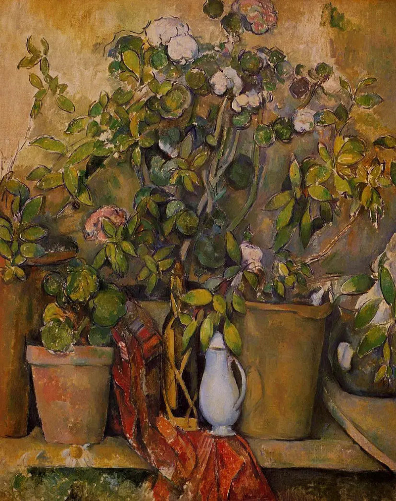 Terrakottakrukker og blomster - Paul Cézanne
