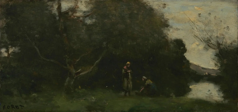 Prairie ved vandkanten - Jean-Baptiste Camille Corot