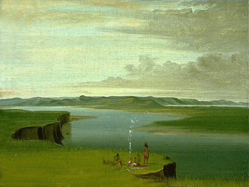 Prairie Bluffs ved solopgang, nær Yellowstone-flodens udløb - George Catlin